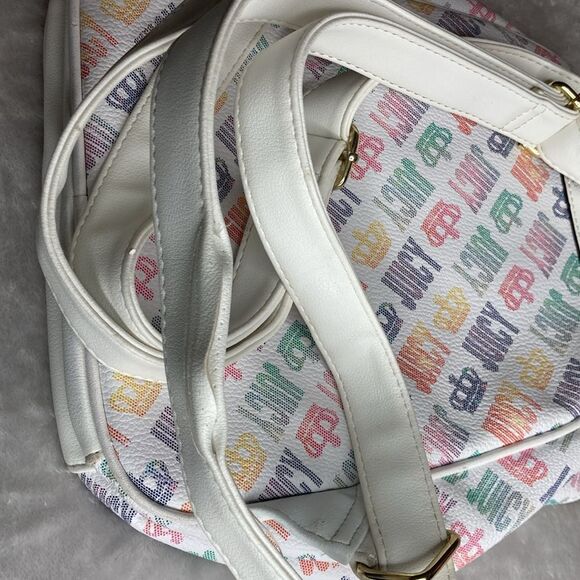 JUICY COUTURE Backpack Purse White Rainbow Monogram - Picture 9 of 11